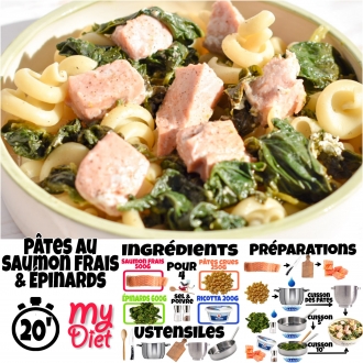 Pâtes au saumon frais et épinards