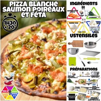 Pizza blanche saumon poireaux et feta